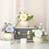 Flores Artificiais Transfronteiriças, Ornamentos de Flores para Decoração de Sala de Estar, Buquês Secos para Interior, Vasos de Cerâmica, Flores de Seda, Pequenas Plantas em Vasos, Decorações de Mesa, Plantas Verdes
