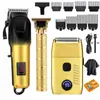 Conjunto de Aparador de Pelos Multifuncional Elétrico, Aparador de Cabelo Masculino, Lâmina em T, Aparador de Cabelo Sem Fio com Display LED