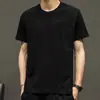 Camiseta Masculina de Verão Nova com Letras, Gola Redonda, Manga Curta, Moda, Curta, Tendência, Versátil, Tops Casuais, Camiseta Masculina