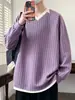 Marca de moda estilo americano, sudadera de dos piezas para hombre, nueva colección de otoño, jersey con bloques de color y cuello en V, corte holgado, talla grande, camiseta de manga larga para hombre