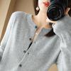 Cardigan de Punto Nuevo 2024 Suéter de Cuello Redondo de Primavera Temprana Manga Larga para Mujer Color Sólido Chaqueta Versátil Ropa de Una Pieza para Mujer Dropshipping