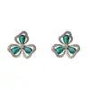 Brincos de trevo verde de zircônia para moda nicho para mulheres, design requintado e simples, versáteis e super brilhantes, atacado