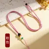 Collar de Cuerda Redonda Pequeña Tejido a Mano con Colgante de Cuenta de Jade Cordón DIY Ajustable Cadena para Suéter de Ámbar Cordón de Colgante de Jade