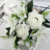 Arreglo de Flores Artificiales de Rosa con Borde Rizado, Ramo Artificial de Lirios, Decoración del Hogar, Flores para Paisajismo de Bodas, Ofrendas para el Festival Qingming