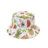 Sombrero de Pescador de Doble Cara de Ultramar Estampado de Piña Fresa Naranja Sombrero de Cubo Todo Fósforo Pequeño Fresco de Ala Corta Sombrero de Sol para Pareja