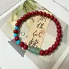 Nuevo Pulsera de Calabaza con Cuentas de Vidrio Imitación Cinabrio Estilo Chino, Diseño de Nicho, Moda Retro, Pulsera de Amistad Simple y Versátil