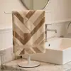 Suporte de toalha vertical em T preto para bancada de banheiro e cozinha, porta-toalha de mão independente, suporte de toalha para bancada sem furos