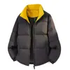 Nova jaqueta de algodão para comércio exterior masculina, casaco de algodão quente espesso de cor sólida para o inverno, jaqueta puffer versátil da moda com gola alta em estoque