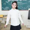 Camisa blanca pura para niños niños con algodón de terciopelo camisa cálida manga larga estudiantes de primaria y secundaria ropa escolar al por mayor