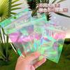 Saco Auto-selante Colorido com Filme Arco-Íris a Laser Transparente Saco de Armazenamento para Ferramentas de Beleza Embalagem para Acessórios de Nail Art Saco Selado