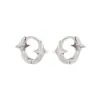 Hebilla para Hélice de Oreja de Estrella de Plata Lisa Hebilla de Oreja Completamente de Plata S925 Diseño Dulce y Fresco Clavo de Hélice de Oreja Mini Apiladas Estrellas Pequeñas