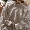 Camiseta de Manga Longa Infantil Outono e Inverno 2024 Tamanho Médio-Grande Gola Alta Meia Veludo Top Espessado com Forro de Lã Camiseta Básica Infantil
