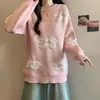 Suéter Vermelho de Natal com Contas Novo para Outono e Inverno para Mulheres, Tamanho Plus, Estilo Preguiçoso, Caimento Solto, Top de Tricô Emagrecedor