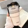 Caneca de café de aço inoxidável, copo térmico, copo grande com canudo, copo d'água de aparência elegante para meninas, copo de gelo para manter o frio para homens