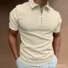 Camisa Polo Masculina de Verão 2025 Amazon Transfronteiriça Cor Sólida Manga Curta Camiseta Lel Top Casual Roupa Masculina Europeia e Americana