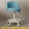 Taburete de Belleza con Elevación Giratoria y Ruedas Deslizantes, Taburete Redondo para Manicura, Maquillaje y Peluquería, Silla con Respaldo, Taburete de Trabajo Grande, Especializado para Salones de Belleza