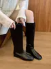 Primer Encuentro Jifa Francés Blanco Crudo Botas Largas de Monta Botas para Mujer 2026 Otoño Punta Cuadrada Tubo Recto Delgado