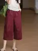 Pantalones Cropped Cómodos de Pierna Ancha de Verano para Mujer, Algodón-Lino Transpirable, Cintura Elástica, Corte Holgado, Adelgazantes, Pantalones Casuales Artísticos Retro para Mujer
