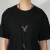 Corrente para Suéter de Couro Águia Personalizada Retro Simples Colar Gravata Borboleta Versátil Criativo Acessórios Unissex