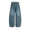 Jeans Jiayiku para Hombre 2025 Nuevo Estilo Retro Americano Bordados de Cimitarra Unisex Estilo Holgado Pierna Ancha