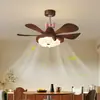Lámpara ventilador de techo para habitación infantil estilo macarrón crema, protección ocular de espectro completo, ventilador eléctrico integrado silencioso para dormitorio