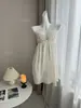 Pijama con Almohadillas para el Pecho para Mujer, Estilo Puro Lust de Verano, Camisón de Tirantes Bordado de Malla de Seda Helada, Camisón, Ropa de Casa, Sexy