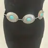 Estilo Étnico Retro Nuevo Estilo Patrón Tallado Cadena de Cintura Grande de Turquesa para Mujeres, Cadena Corporal de Cadena de Moda y Personalizada para Hombres y Mujeres