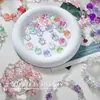 Cuentas de flor de ciruelo glaseadas, regordetas, de 14 mm, con agujeros horizontales, talladas por ambos lados con diseños de flor de cerezo de cinco pétalos, materiales de manualidades DIY para pulseras y collares