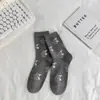 Novas meias de algodão para outono e inverno, meias fofas com desenho de urso preto, branco e cinza para mulheres, meias estudantis respiráveis e absorventes de suor, meias casuais