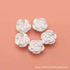 Plata Pura S999 Flor de Rosa Dura de Plata 3D con el Carácter para Bendición, Cuentas Espaciadoras, Materiales para Ensartar DIY, Accesorios