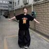 Camiseta negra de manga corta de algodón puro estilo callejero americano para mujer, nuevo diseño de verano 2026, top de manga corta holgado de nicho, moderno