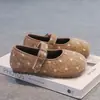 Faixa de Cabelo Infantil Sapatos Casuais Sapatos Femininos Com Veludo Extra 2026 Outono Novo Estilo Bolinhas Sapatos Preguiçosos Estilo Francês Sapatos Infantis