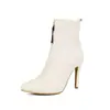 Botas de cuero para mujer de punta fina, corte bajo, para otoño e invierno, color liso, con cremallera, tacón alto, tacón de aguja, talla grande, antideslizantes, botas estilo Martin de comercio exterior