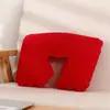 Almohada inflable de flocado de PVC almohada multifuncional para viajes oficina siesta tipo U almohada para el cuello venta al por mayor