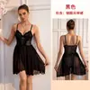 Conjunto de bata de satén con manga peluda y tirantes de encaje, camisón corto, bata de mañana para novia, ropa para el hogar 1288+8177