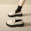 Zapatos de Cuero Pequeños Estilo Británico Transfronterizos Talla Grande para Mujer Primavera 2025 Nuevos Zapatos JK Japoneses Suela Gruesa Slip-On Mocasines Franceses
