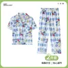 Pijama Infantil Estilo Coreano para Mujer de Manga Corta Imitación Algodón Conjunto de Ropa para Casa Caricatura Cárdigan Pantalones Cortos Pijama de Verano para Niños