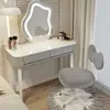 Tocador tipo crema para dormitorio, tocador simple para maquillaje, tocador moderno de lujo ligero, tocador tipo nube estilo princesa