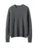 Suéter de cachemira básico de cuello redondo, engrosado de doble hebra, para mujer, otoño invierno, versátil, holgado, de cachemira, manga larga, tejido, capa base de lana
