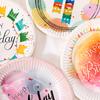 Prato de papel de 7 polegadas, prato de papel colorido para festa, estilo europeu e americano, prato de bolo descartável, festa de aniversário, prato de papel para festa