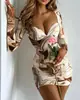 Vestido Estampado Bodycon Ajustado Sexy de Manga Larga con Cuello Cuadrado para Mujer, Otoño 2022, para Vacaciones en la Playa