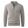 Suéter Masculino de Malha Casual com Meio Zíper Outono/Inverno Comércio Exterior Jovem Slim Tendência Aconchegante Espesso Camada Base