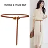 Cinturón Delgado de Moda para Mujer, Versátil para el Verano, Cinturón de Cuero sin Hebilla, Accesorio Decorativo para Vestidos, Cinturón Pequeño para Ceñir la Cintura, Aspecto de Alta Gama