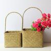 001 Cesta de Lembrança com Alça de Vime de Algas Marinhas Decoração Estilo Escandinavo Presente Lua Cheia Casamento Cesta de Flores