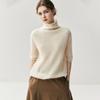 Suéter de Cashmere Feminino Novo para Outono e Inverno, Gola Meia-Alta, Manga Curta, Malha Fina, Camisa Base de Manga Média