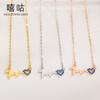 Hee goo D0351 Plata S925 ola de latido del corazón Collar de amor temperamento dulce cadena de clavícula Diamante Azul collar nuevo