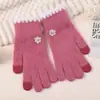 Luvas de Dedo Dividido Inverno Feminina Nova Quente Cor Sólida Fofa Ciclismo à Prova de Frio Toque de Lã Tela Sensível ao Toque Luvas Femininas Tricotadas