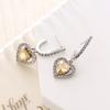 Pendientes de plata S925 con forma de corazón de melocotón y diamantes, de moda, con temperamento suave y color circón, para verano.