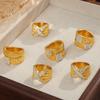 Temperamento Elegante Francés Personalidad Simple Joyería de Alta Gama Diseño de Diamantes Textura Geométrica Acero Titanio Bañado en Oro Anillo
