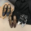 Pantuflas Baotou para Mujer Verano Otoño Nuevo Estilo Coreano Estilo Francés Estilo Noche Elegantes Plata Zapatos Individuales Sandalias de Tacón Grueso